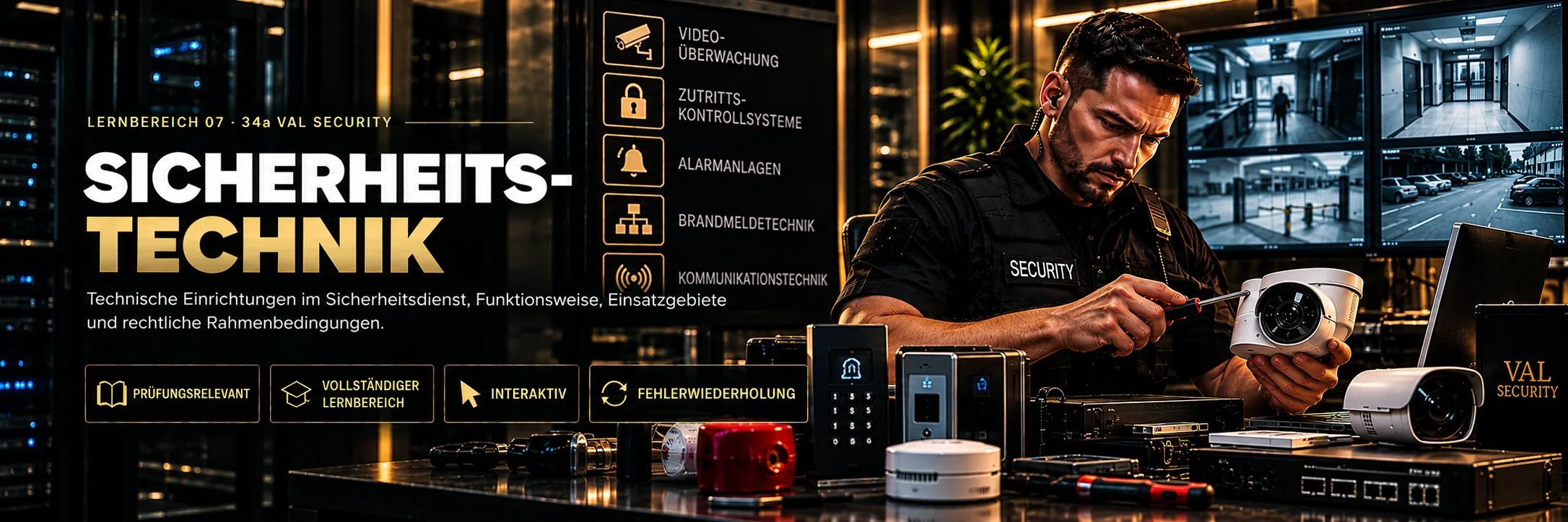 Lernbereich Sicherheitstechnik: Videoüberwachung, Zutrittskontrolle, Alarmanlagen, Brandmeldetechnik und Kommunikationstechnik